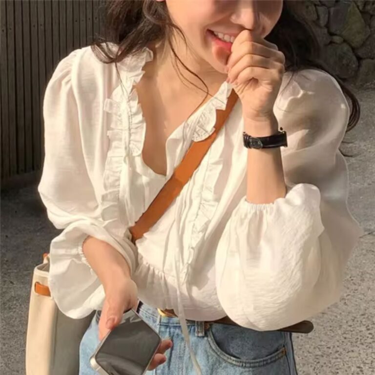 Blusa Retro Chic Casual con cordones