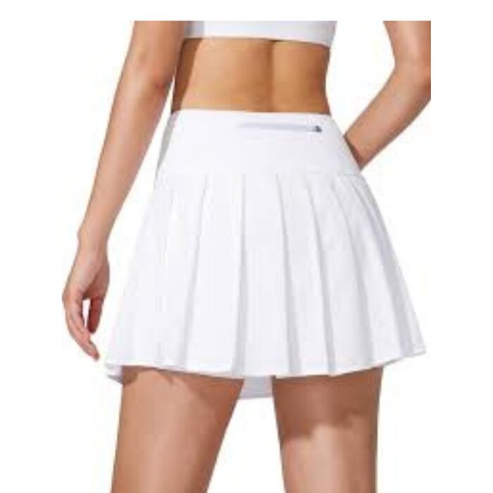 Falda de Tenis Plisada de cintura alta con Bolsillos blanca