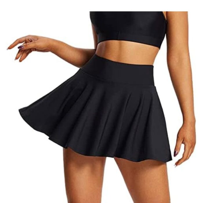 Falda de Tenis Plisada de cintura alta con Bolsillos negra