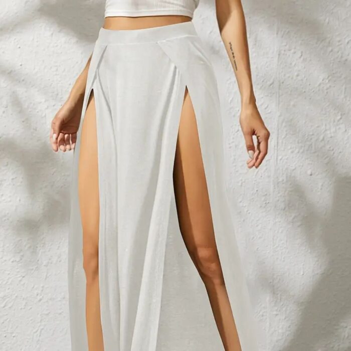 Falda elegantes de Seda con Abertura